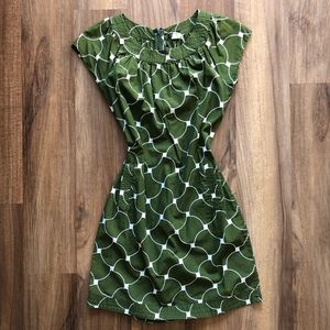 J Crew Green Print Dress Size 0